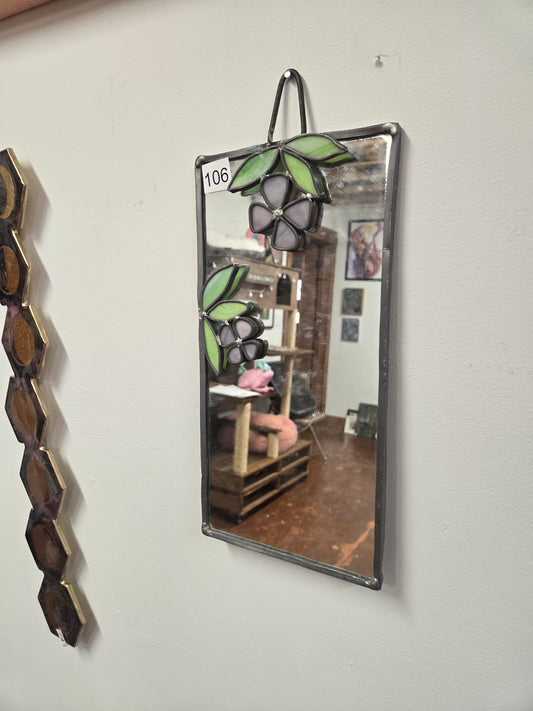"Purple Flower Mirror" by Unknown